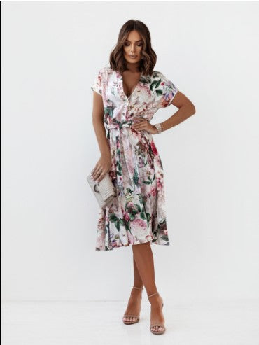 Wanda Exclusive Women's Floral Midi Wrap Dress Premium Wardrobe Essential