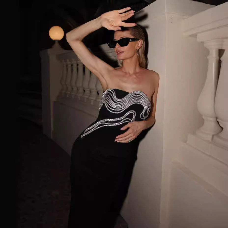 Elegant Embroidered Crystal Party Dress Prom Dress - Fashionpara