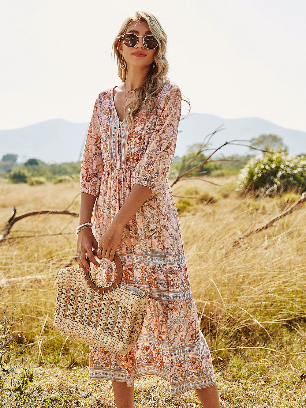 Bohemian ALine Floral Dress
