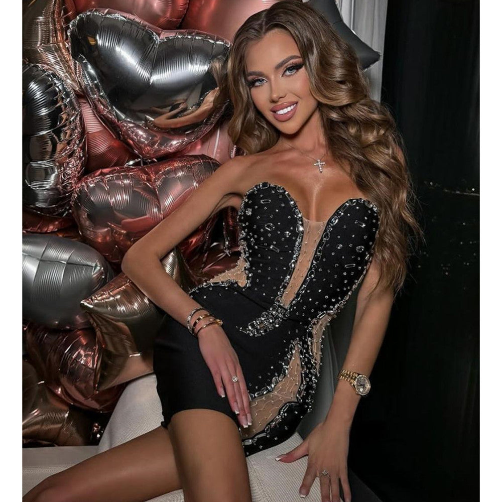 Sexy Floral Beaded Long Sleeveless Prom Dress - Fashionpara