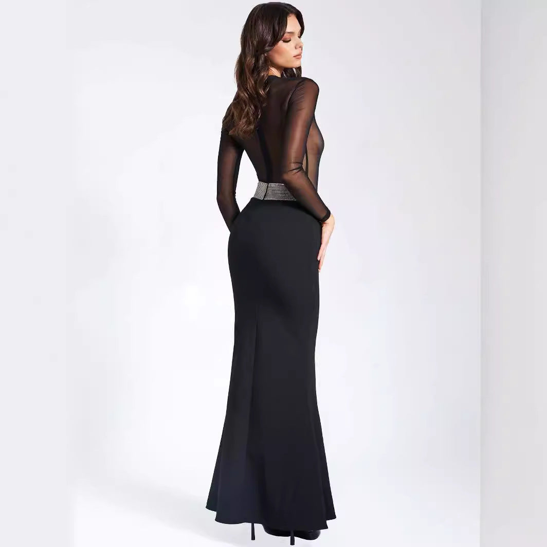 Sexy Backless Rhinestone Party Dress Prom Dress - Fashionpara