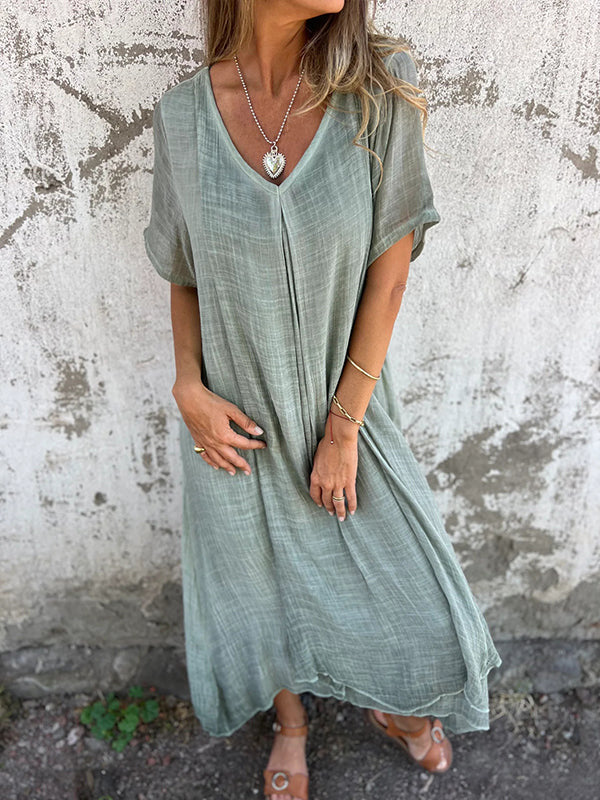 Inés Exclusive Loose V Neck Dress Premium Wardrobe Essential