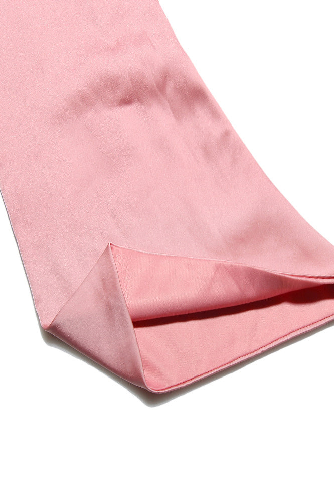 Swan Backless Halter Draped Satin Mini Dress - Pink