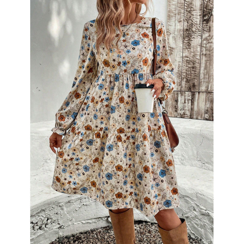 Nélida Boutique Women's Floral Print Casual Dress with Ruffle Details Collection