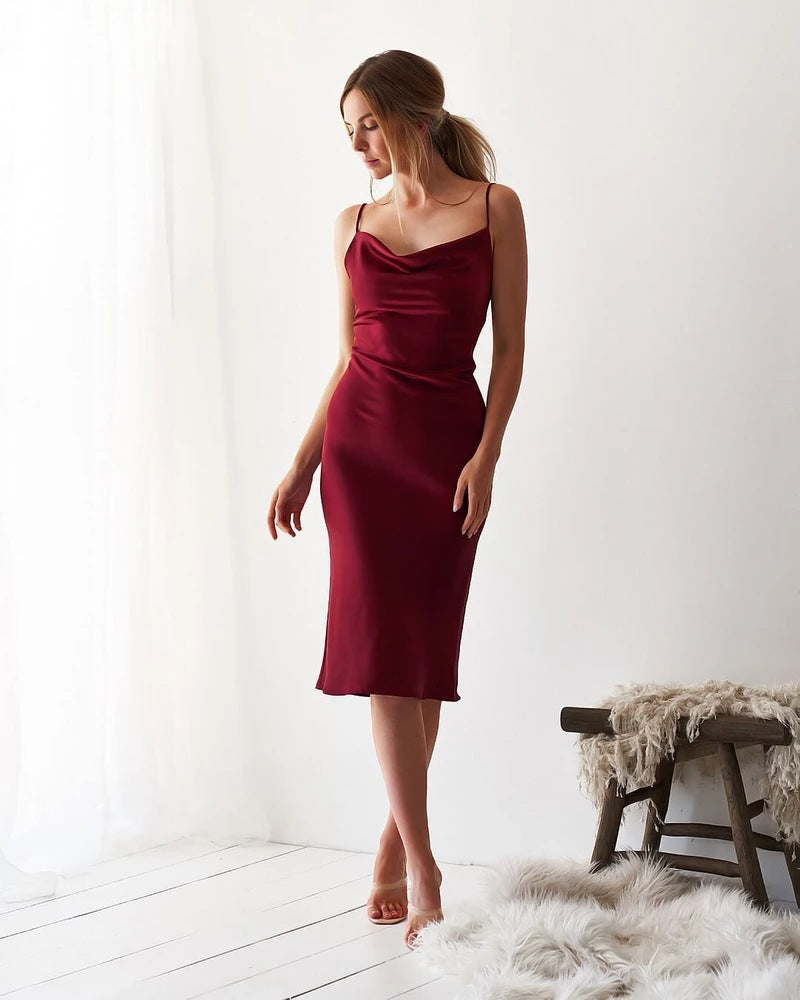 Night To Remember Satin Maxi Dress Merlot