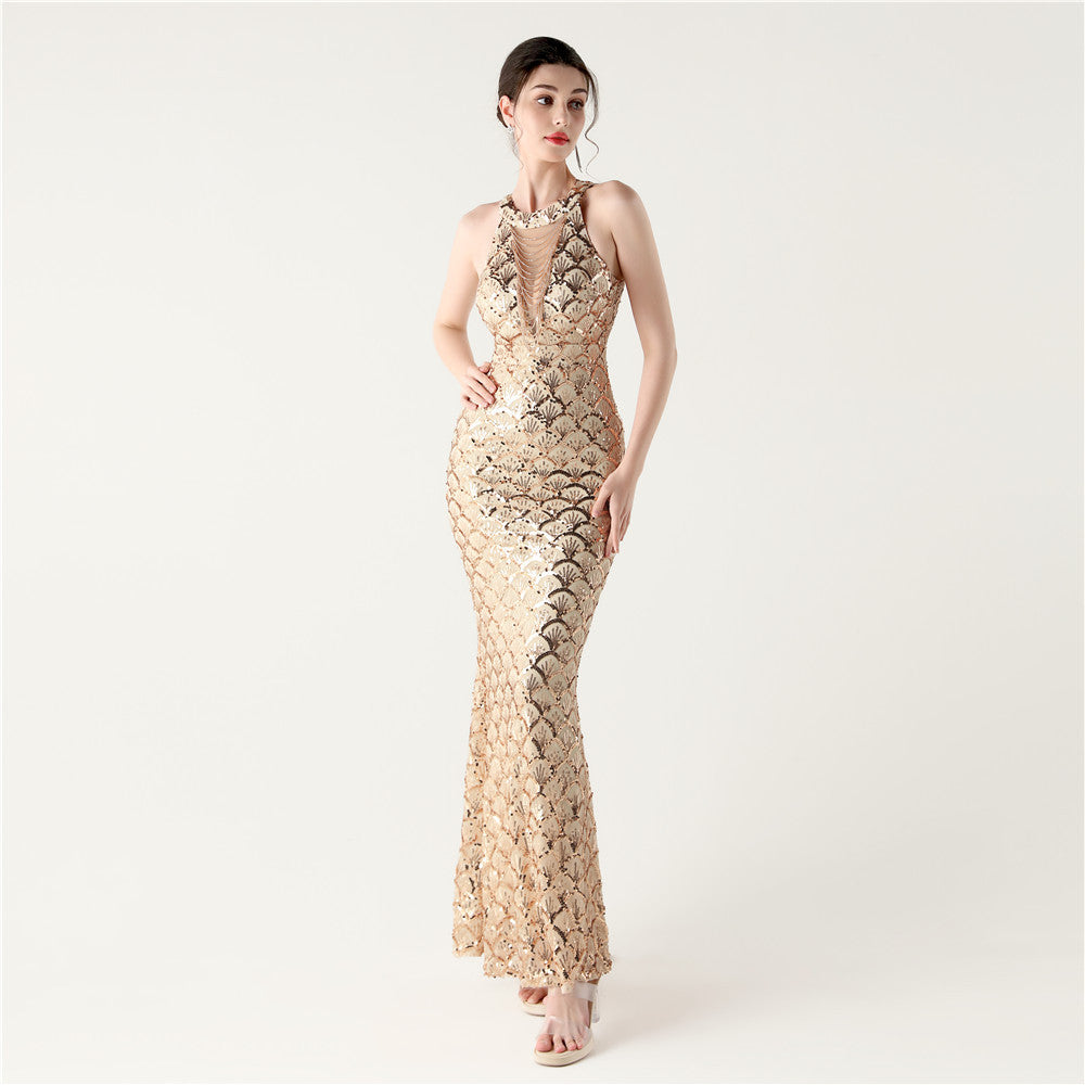 Slim Fit Hip Sequined Evening Dress