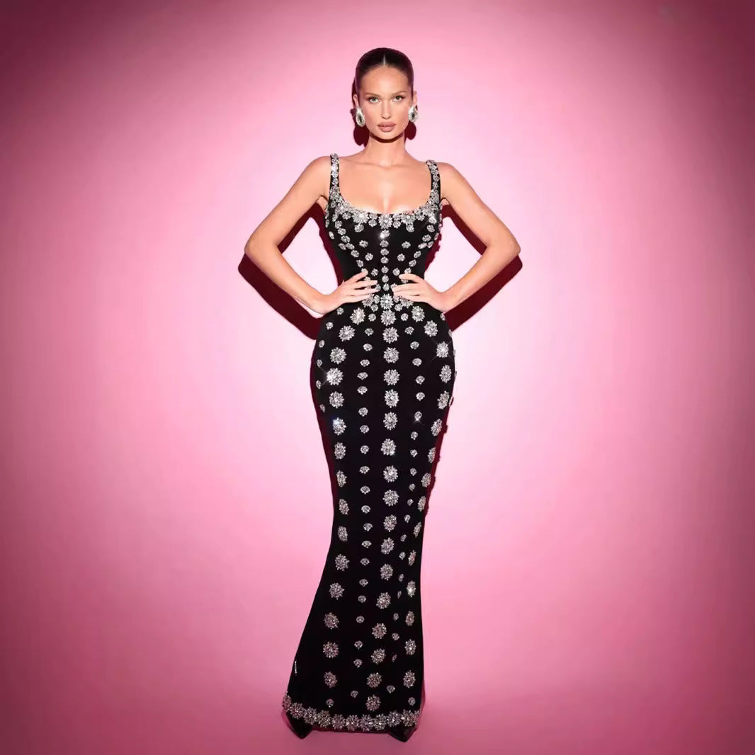 Strapless Sequin Flower Bandage Prom Dress - Fashionpara