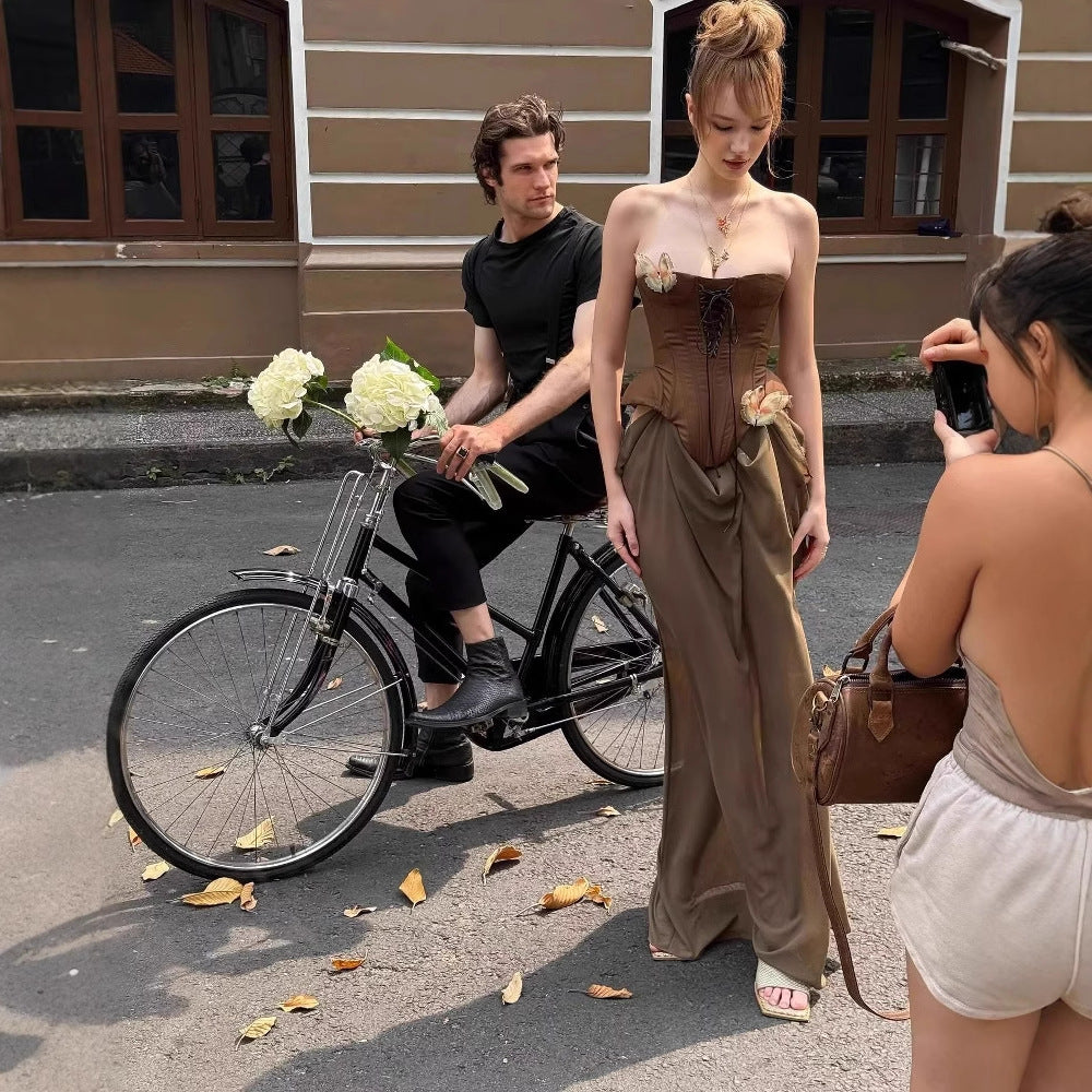 Vintage Sexy Boned Waist Strapless Prom Dress - Fashionpara