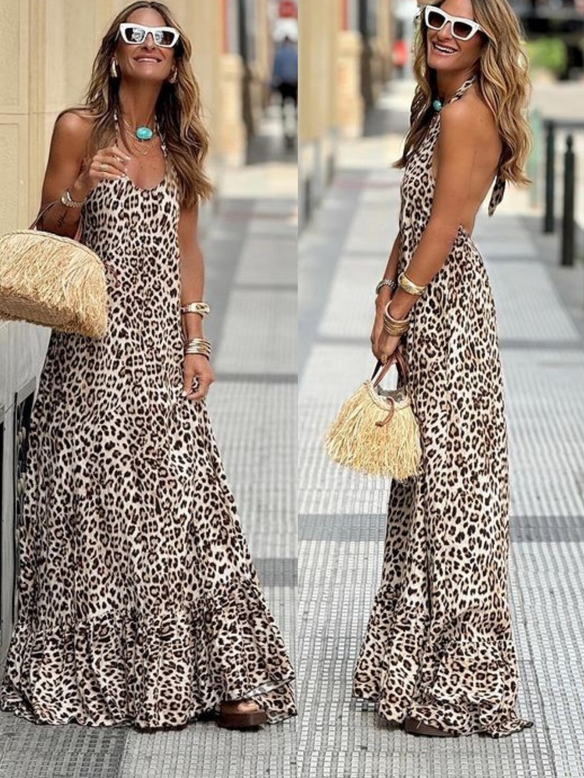 Cristina Timeless Leopard Print Maxi Dress Evening Wear Edit