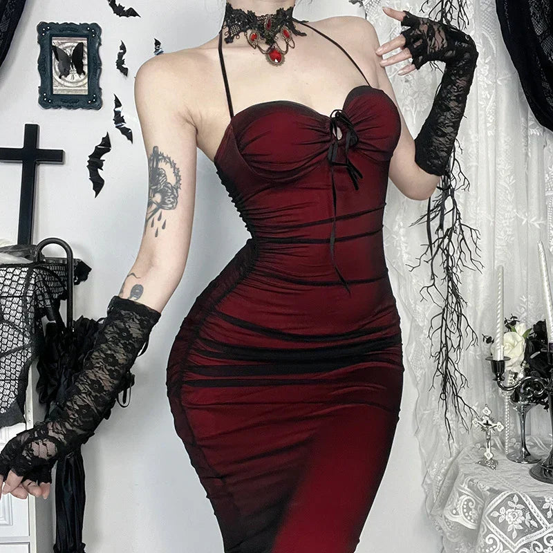 Vintage Halter Sheath Long Party Dress Formal Evening Dress