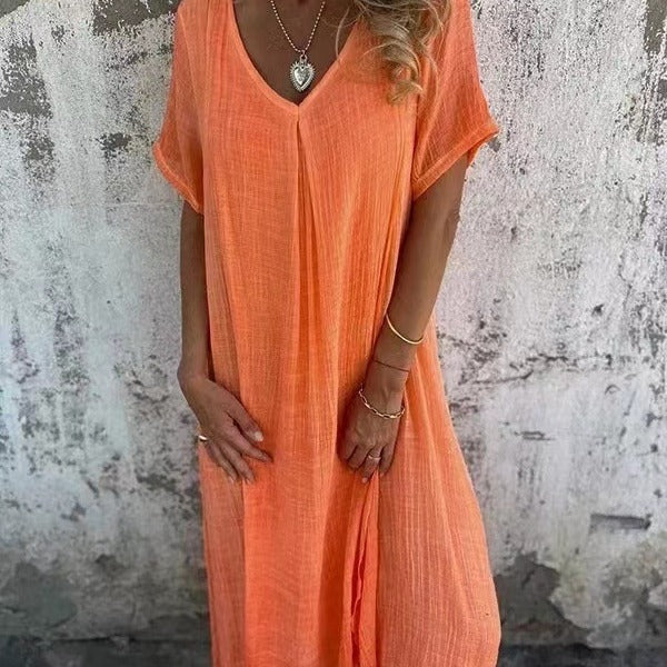 Inés Exclusive Loose V Neck Dress Premium Wardrobe Essential