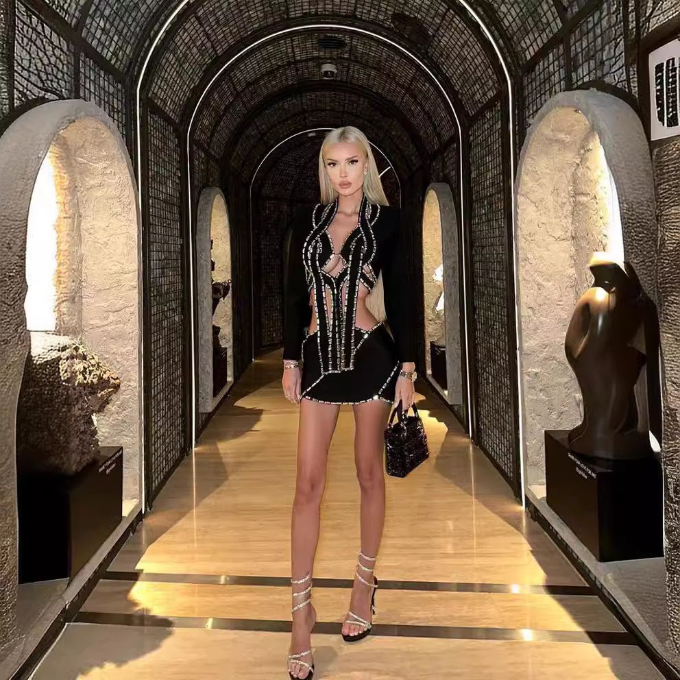 Elegant Slimming Crystal Detail Fish Tail Dress Prom Dress - Fashionpara