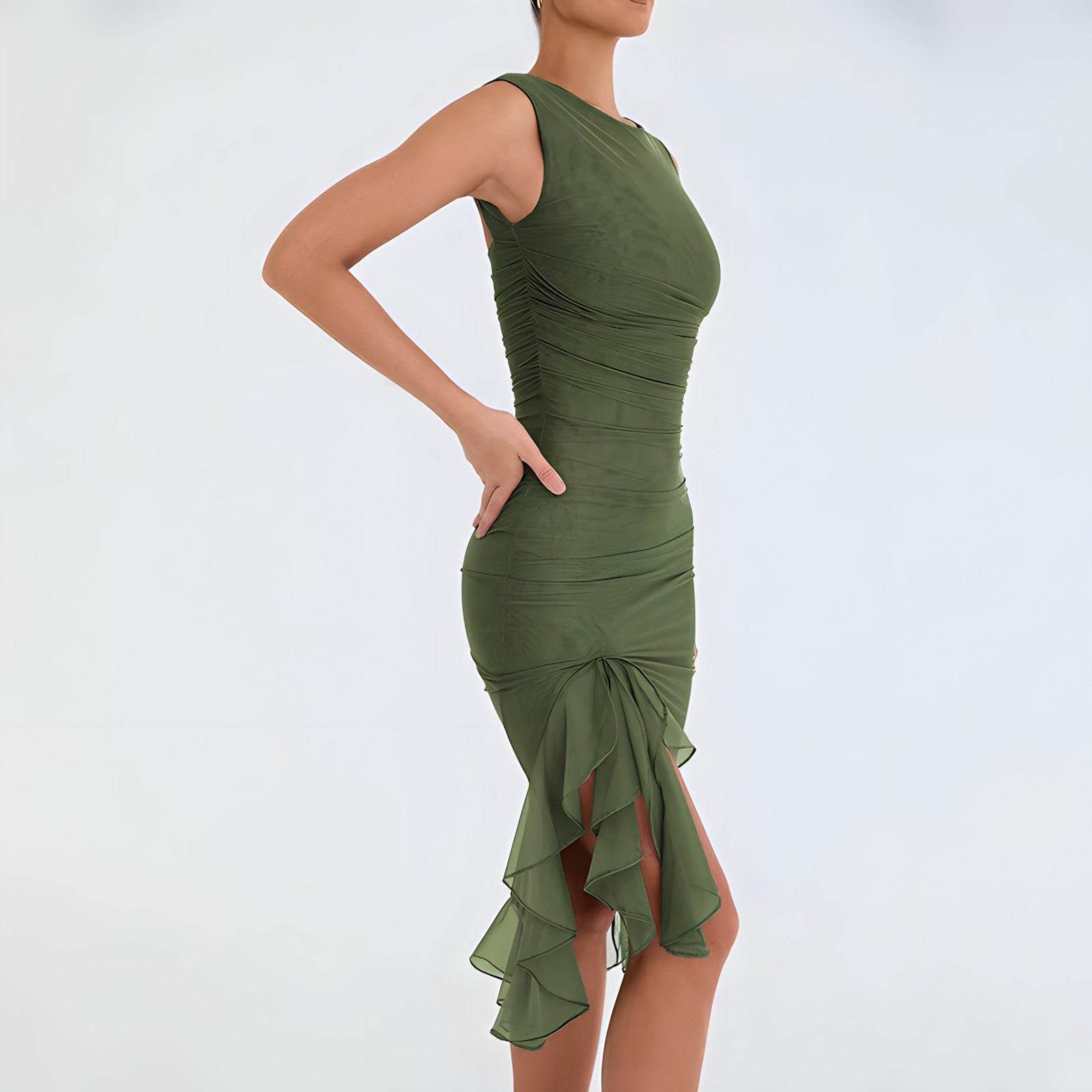 Ariana Exclusive Midi Dress with Ruffles Elevated Occasion Wear