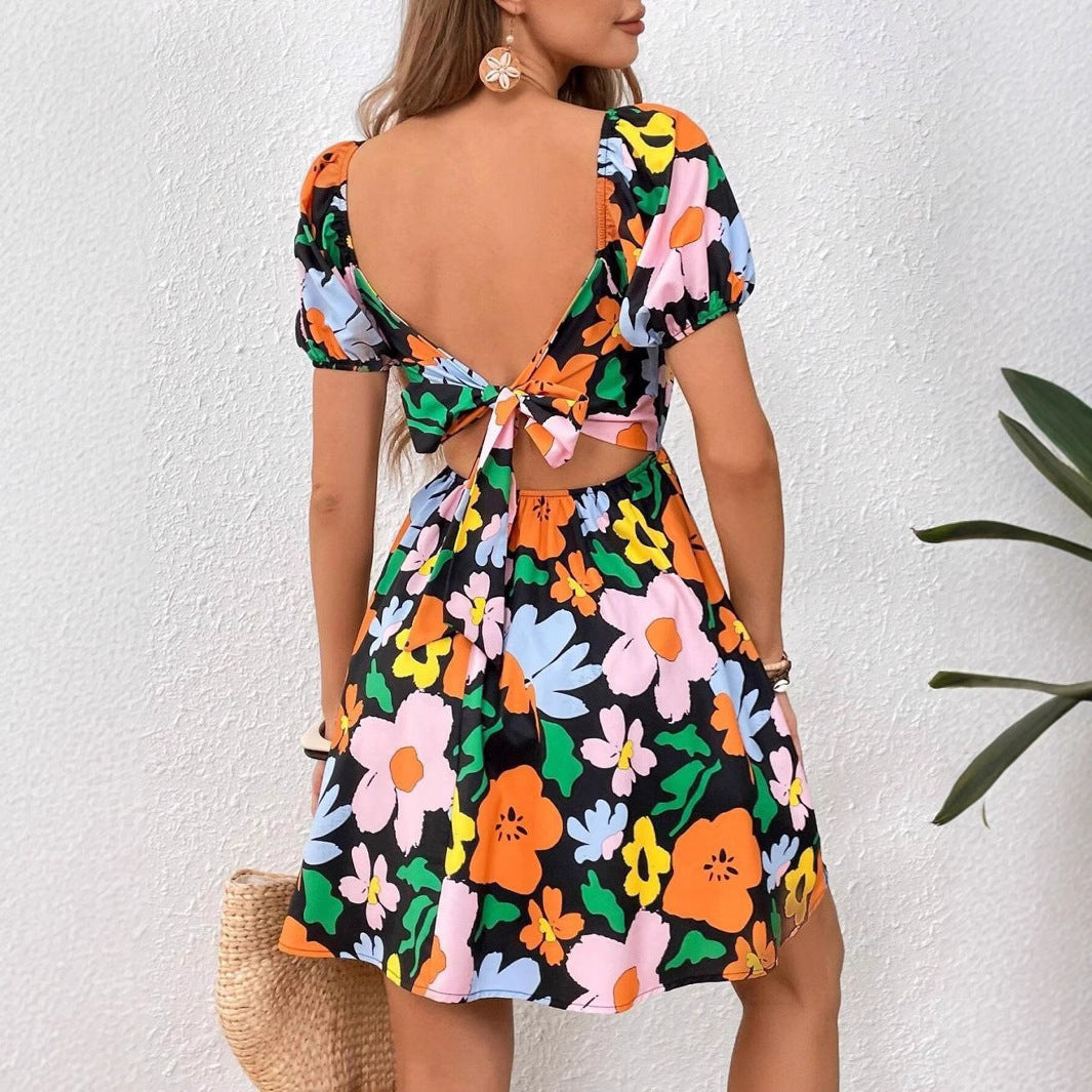 Otilia Timeless Women's Floral Dress with Puff Sleeves Elevated Occasion Wear