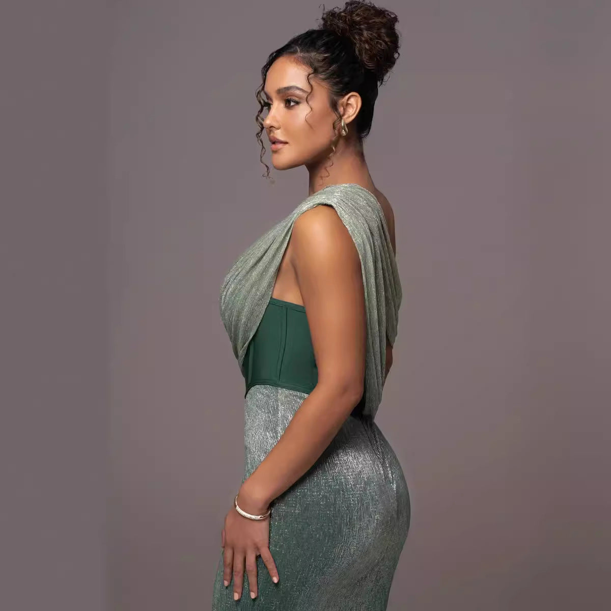 Solid Color Sleeveless Strapless Slit Prom Dress - Fashionpara