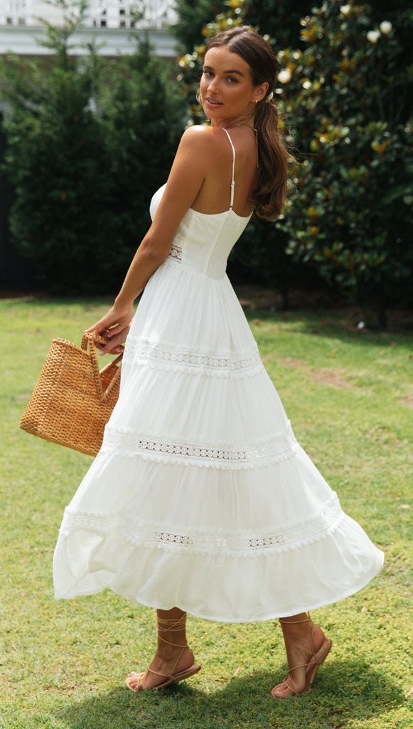 Rae Swiss Dot Eyelet Maxi Dress White