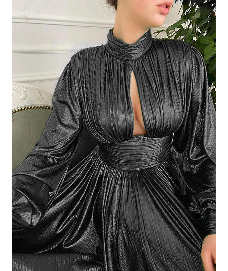 Spring Summer Popular Color Tight Waist Halter Large Swing Chic Avocado Green Dress Maxi Dress for Women