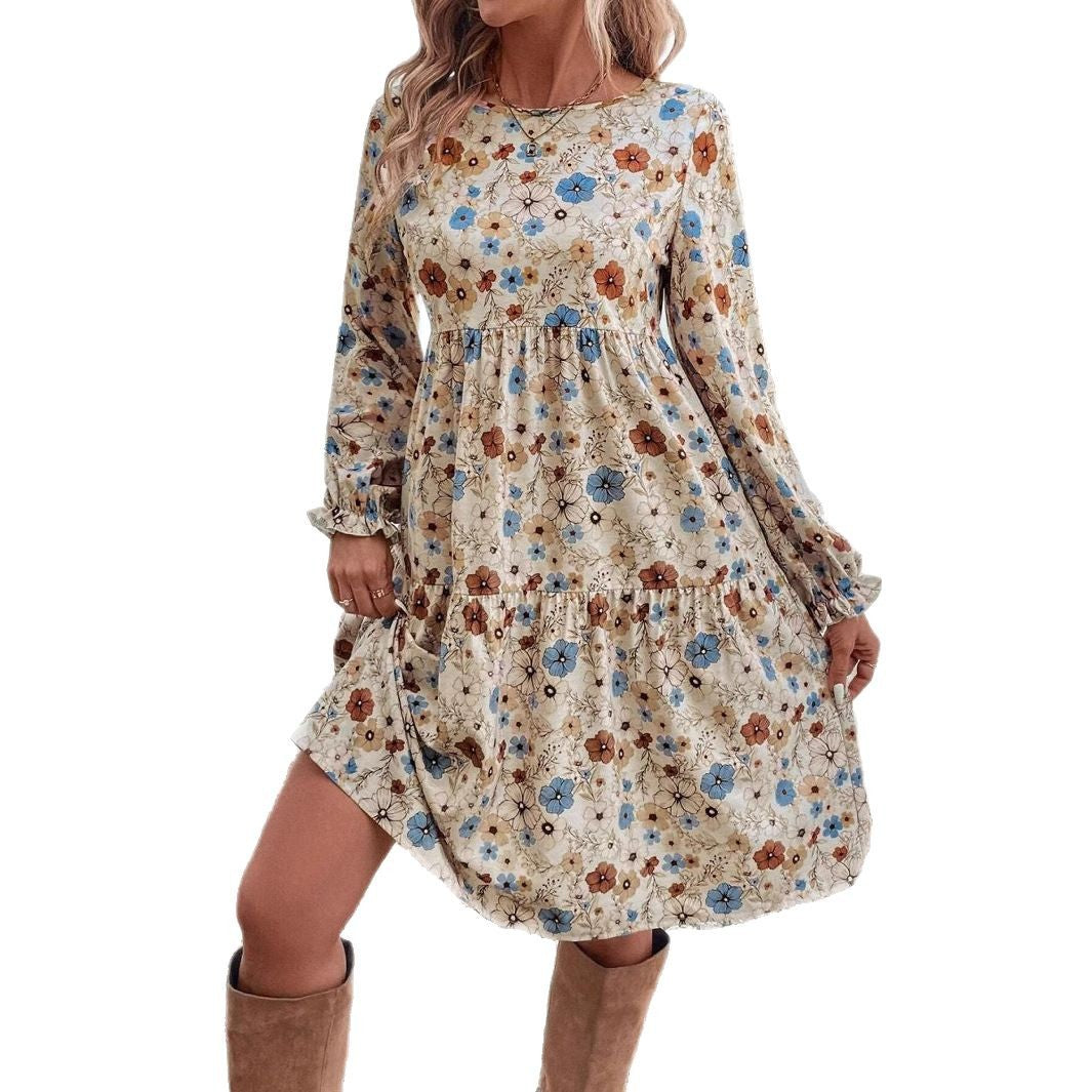 Pilar Chic Women's Floral Dress with Romantic Cut and Long Sleeves Boutique Collection