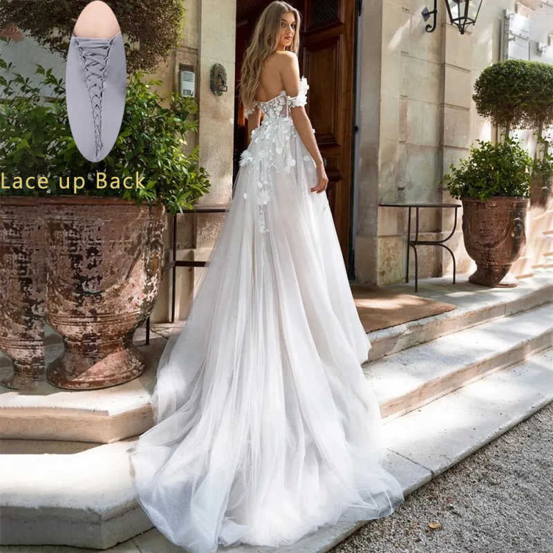 White Mermaid Lace Backless Wedding Dress - Fashionpara
