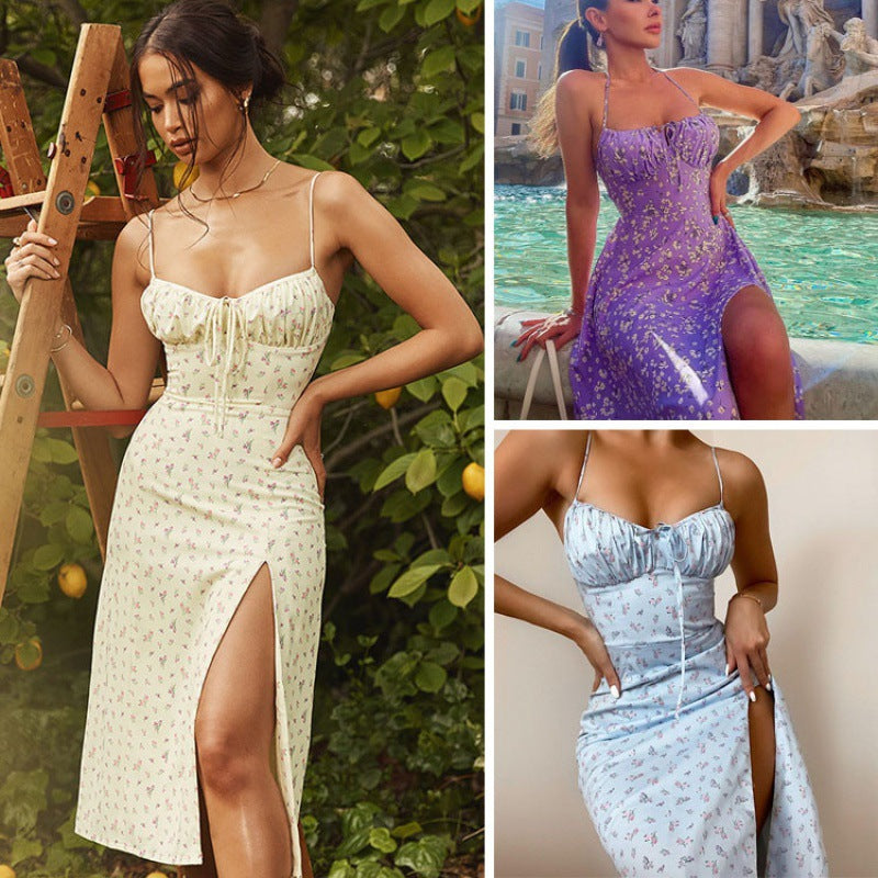 Camila Luxe Women's Floral Print Maxi Dress with High Slit Design Designer Edit