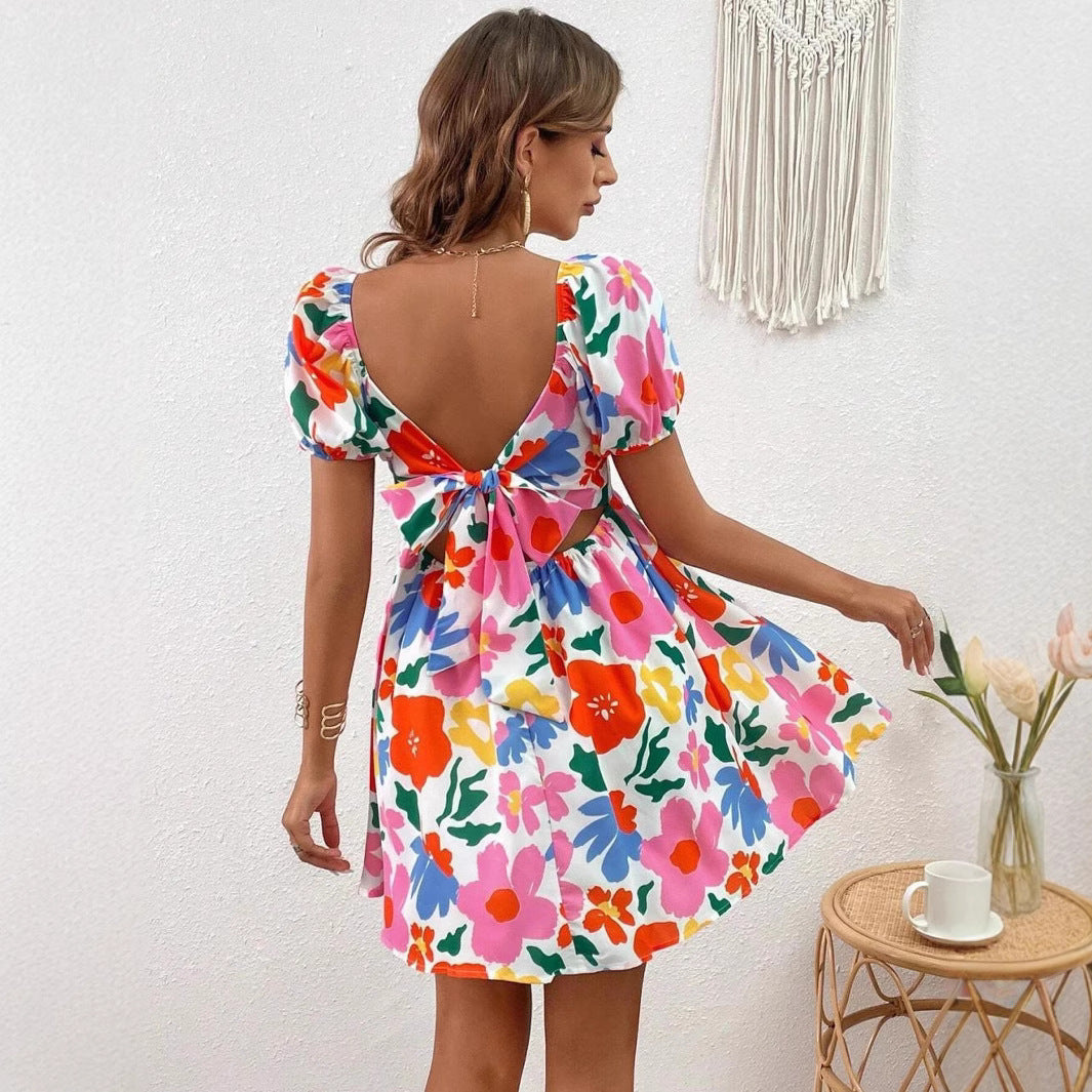 Otilia Timeless Women's Floral Dress with Puff Sleeves Elevated Occasion Wear