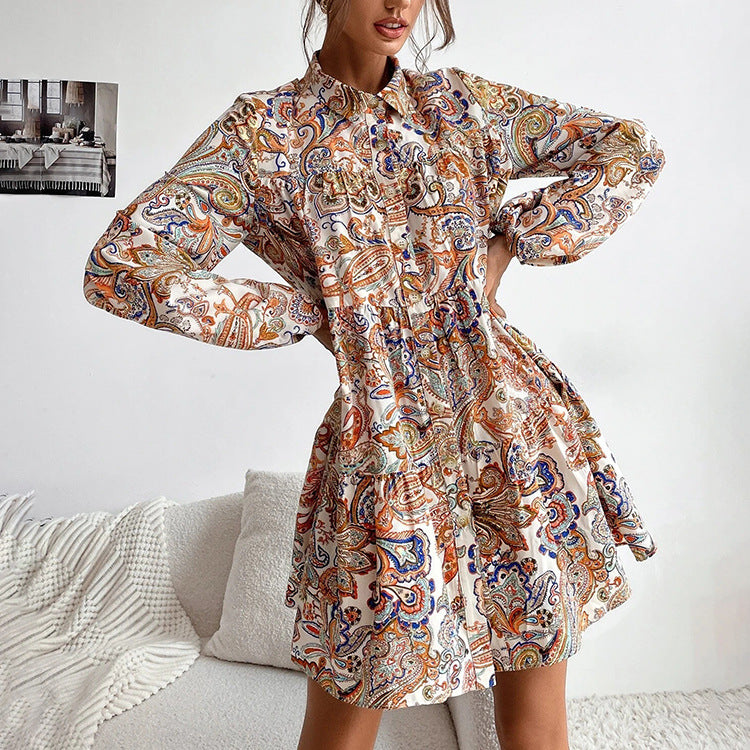 Raina Printed Button Down Shirt Dress FINAL