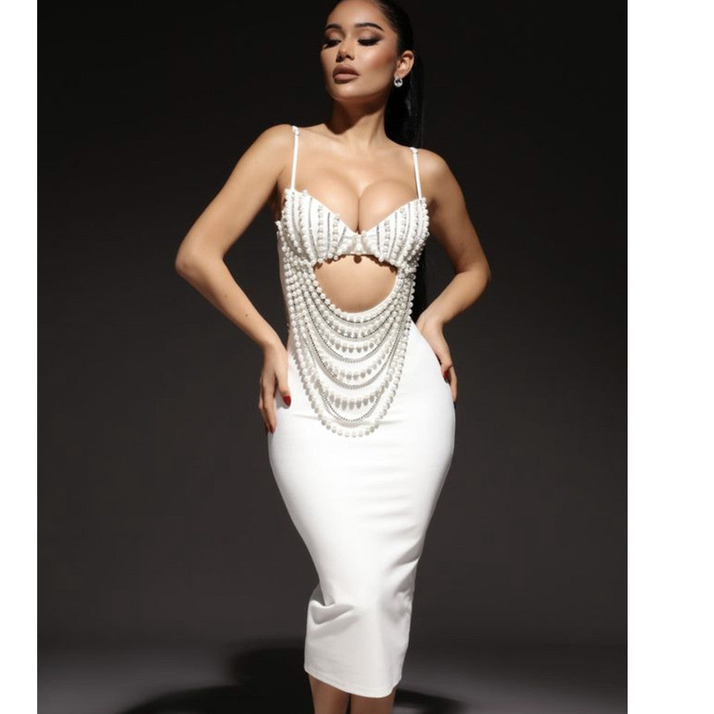 Stylish Black & White Lace Party Dress Prom Dress - Fashionpara