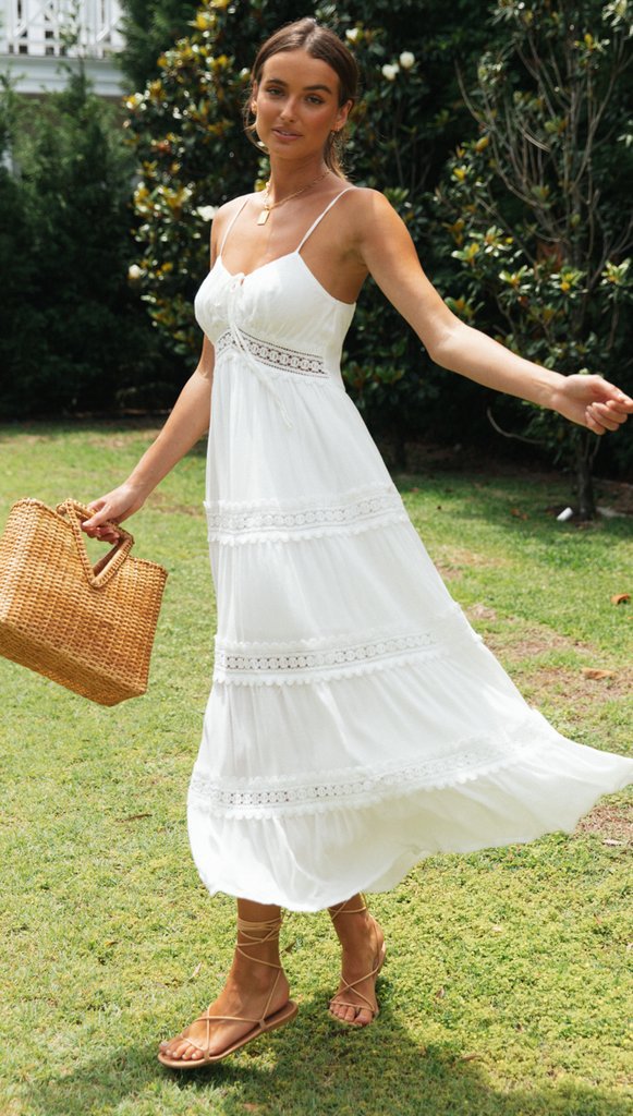Rae Swiss Dot Eyelet Maxi Dress White