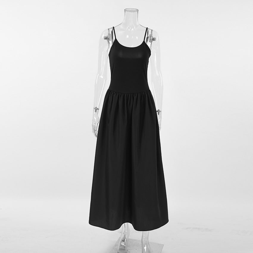 Fall Black Entry Lux Slip Nightdress Black Outerwear Ladies Homewear Pajamas