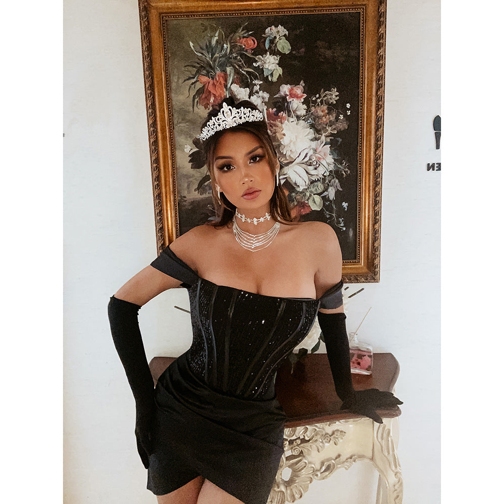 Off Shoulder Tight Fit Elegant Evening Prom Dress - Fashionpara