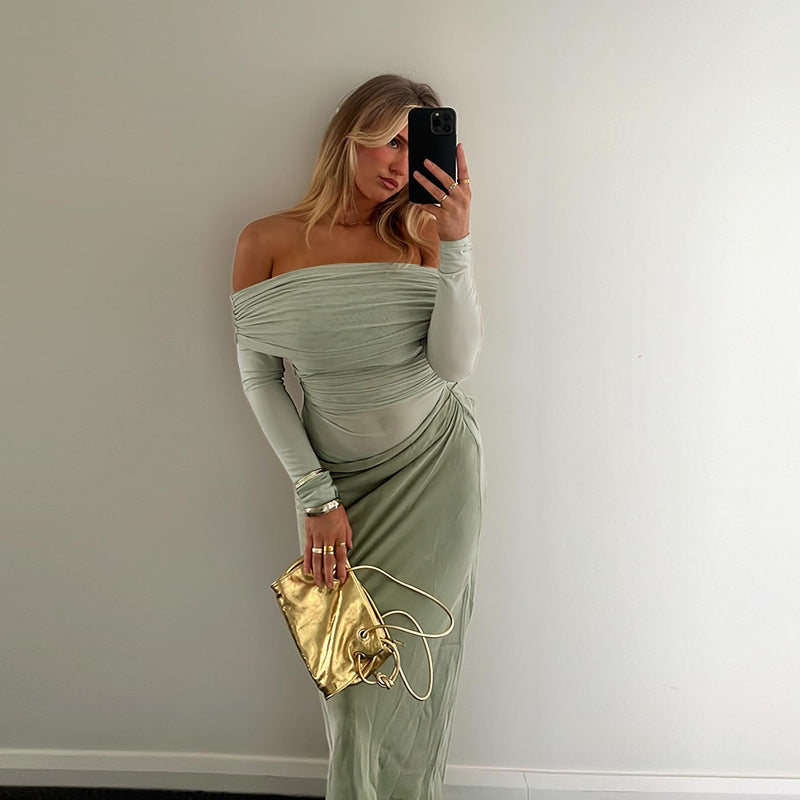 Alisha Off Shoulder Dress Green