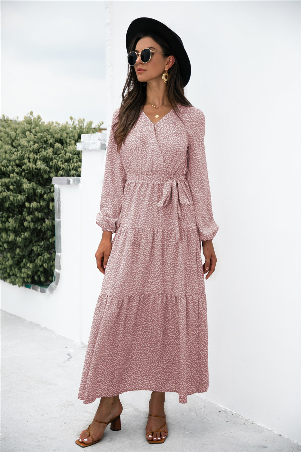 Sanibel Swiss Dot Boho Maxi Dress Marsala