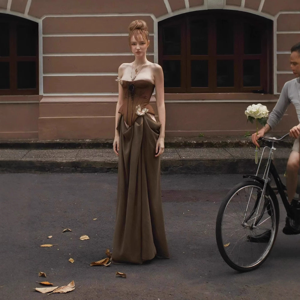 Vintage Sexy Boned Waist Strapless Prom Dress - Fashionpara