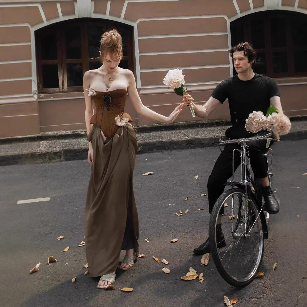 Vintage Sexy Boned Waist Strapless Prom Dress - Fashionpara