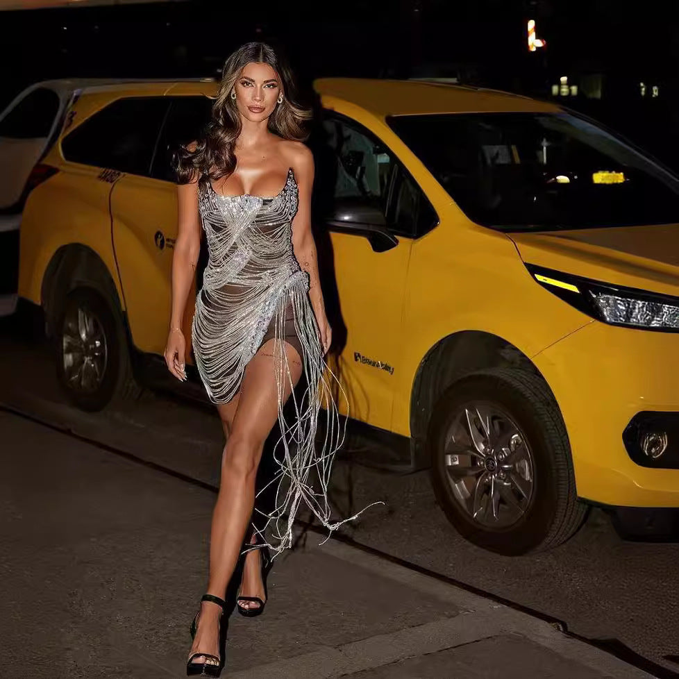 Sexy Backless Sequin Dress Prom Dress - Fashionpara