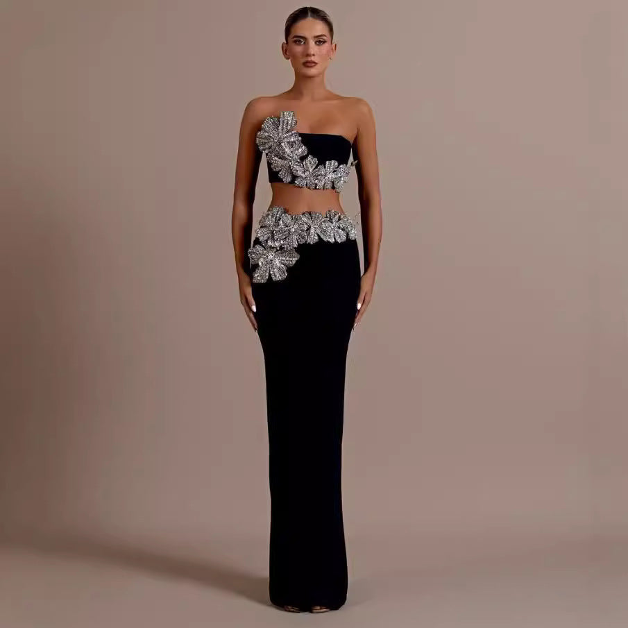 Bandage Dress Set with Rhinestone Details Prom Dress - Fashionpara