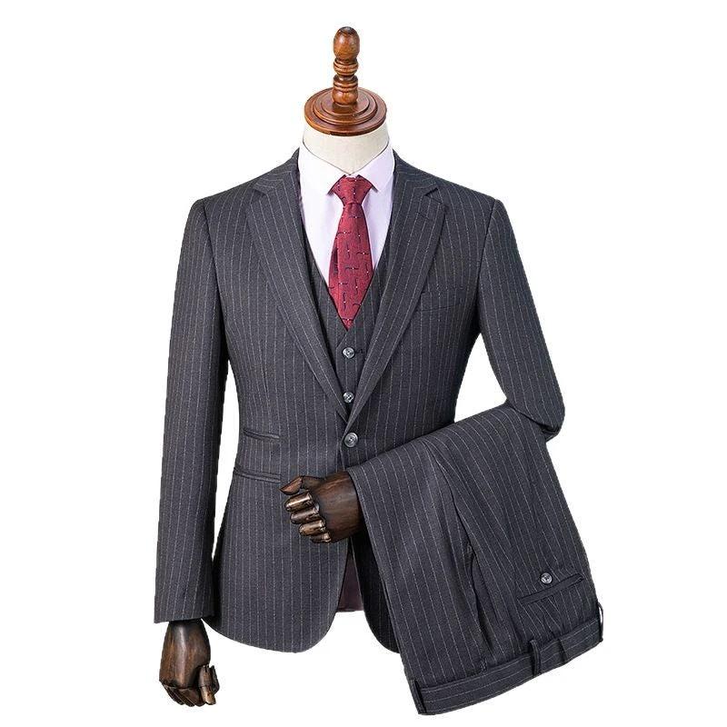 Striped suit men's suit business formal groomsman's suit wedding suit groom's suit jacket men's short drama suit by 男装