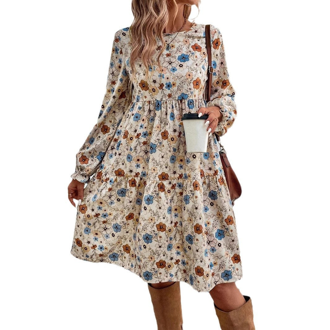 Norma Premium Women's Floral Dress with a Casual Cut and Puff Sleeves Wardrobe Essential
