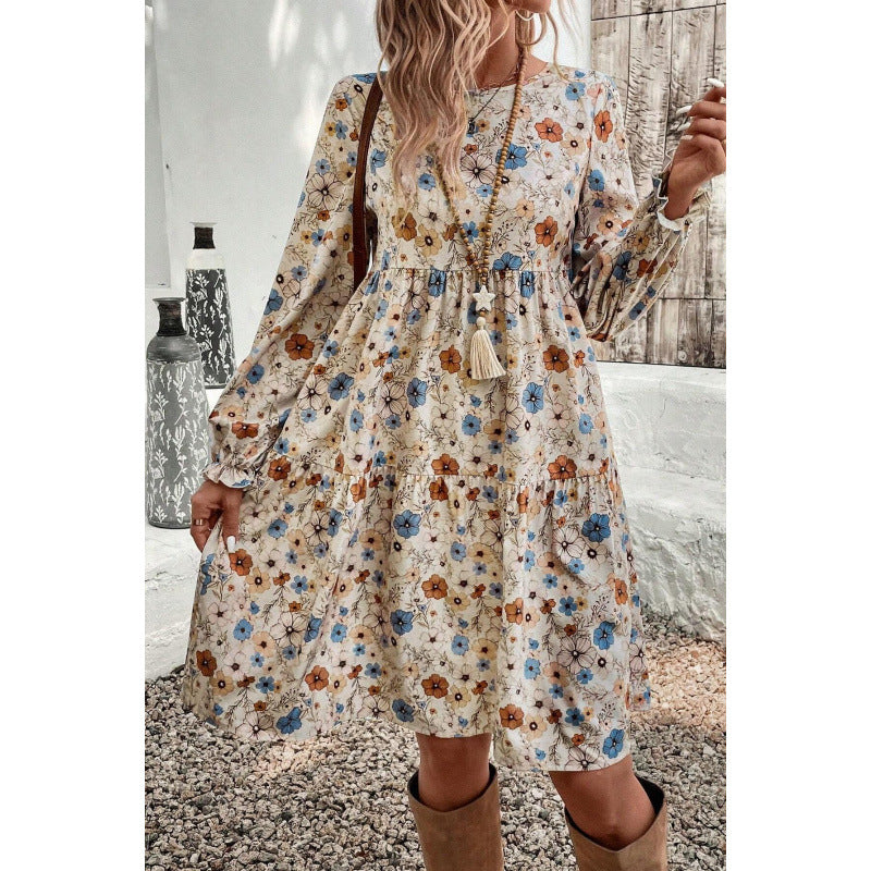 Nélida Boutique Women's Floral Print Casual Dress with Ruffle Details Collection