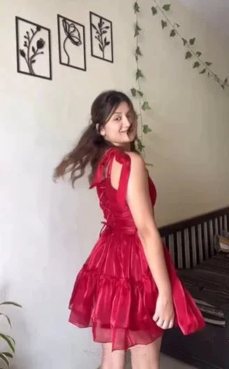 Sweet Red A Line Tulle Homecoming Dress Short Prom Dress (ZD12182)