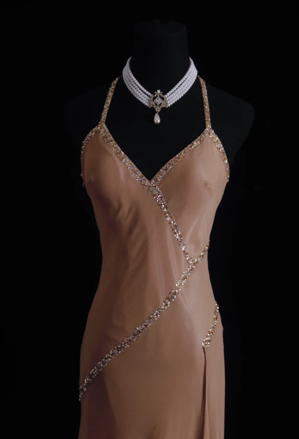 Classy Halter Chiffon Sequin Beaded Mermaid Long Wedding Guest Dress Formal Party Dress