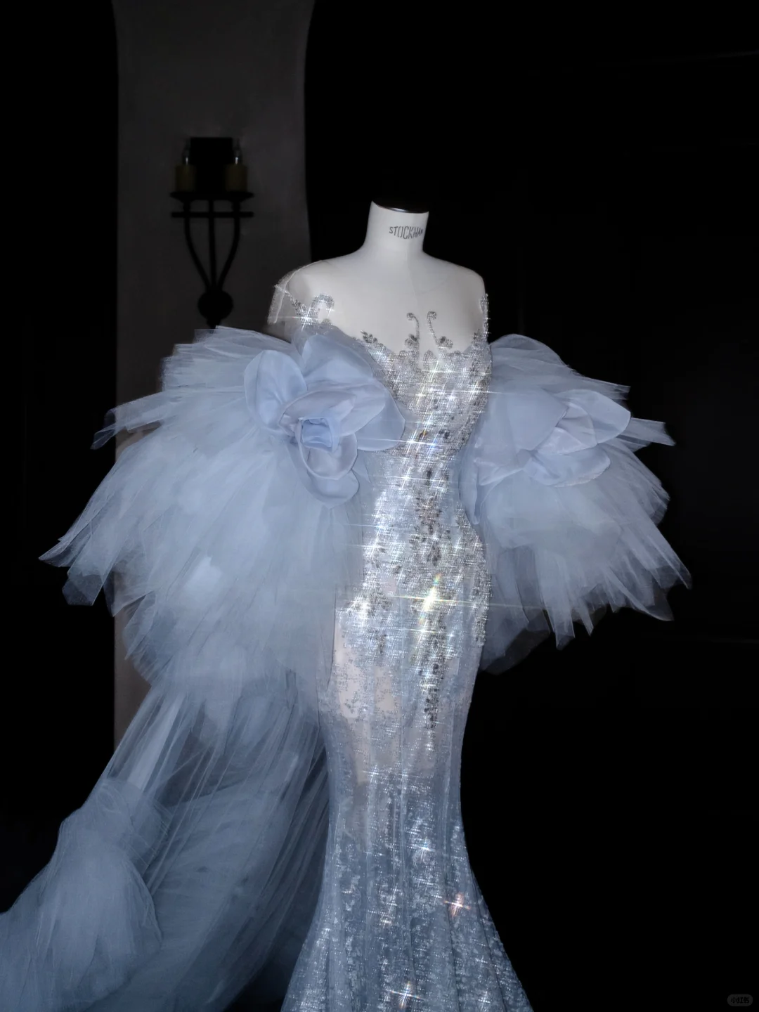 Beautiful Mermaid Sequin Beaded Evening Dress Blue Tulle Prom Dress Y8690 - View 2 | VelvetHem