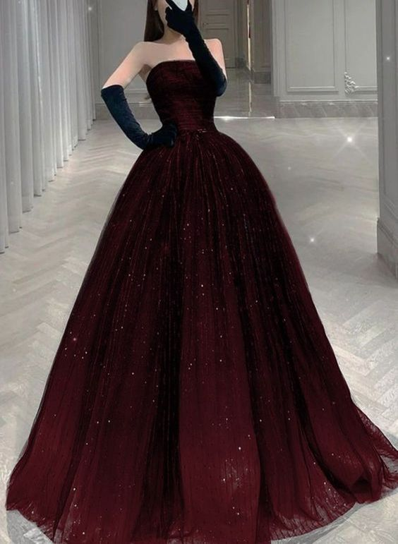 Gorgeous A-line Shiny Tulle Long Evening Dress, Formal Gown
