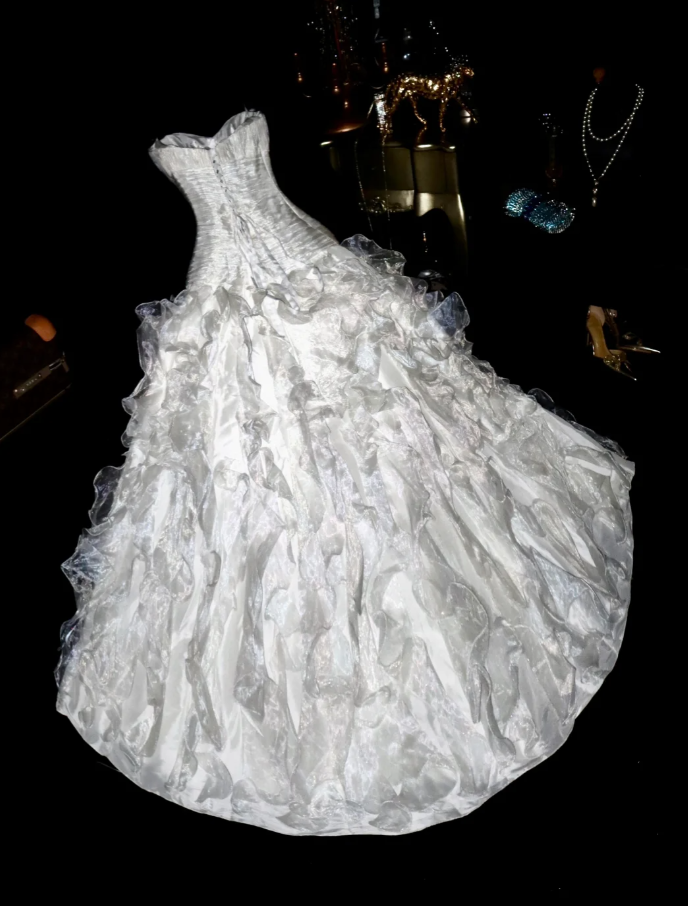 Classy Strapless Organza Pleated Mermaid Evening Dress Long Birthday Party Dress