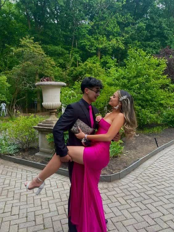 Sexy Strapless Slit Mermaid Evening Dress Party Prom Dress