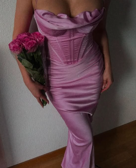 Simple Spaghetti Straps Lavender Satin Evening Dress Sheath Party Prom Dress Y8094 - View 2 | VelvetHem