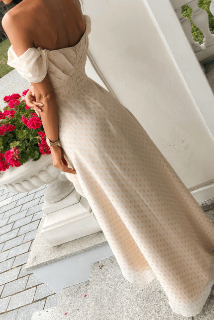 Off Shoulder Printed High Low Prom Dress - Fashionpara