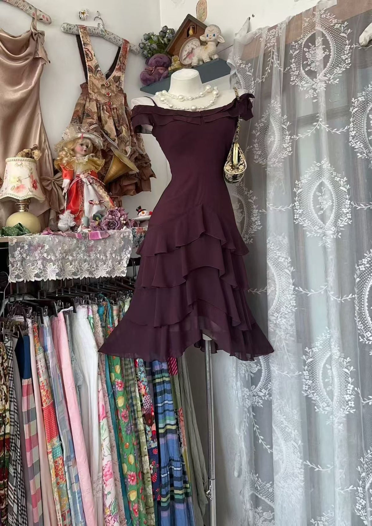 Off-the-Shoulder Layered Chiffon Homecoming Dress
