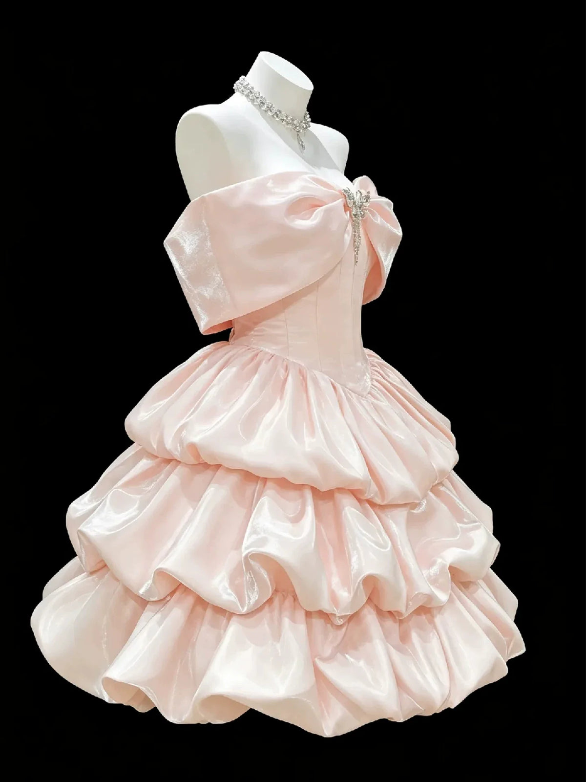Off-the-Shoulder Pink Short Birthday Dress Ruffled A-Line Homecoming Dress