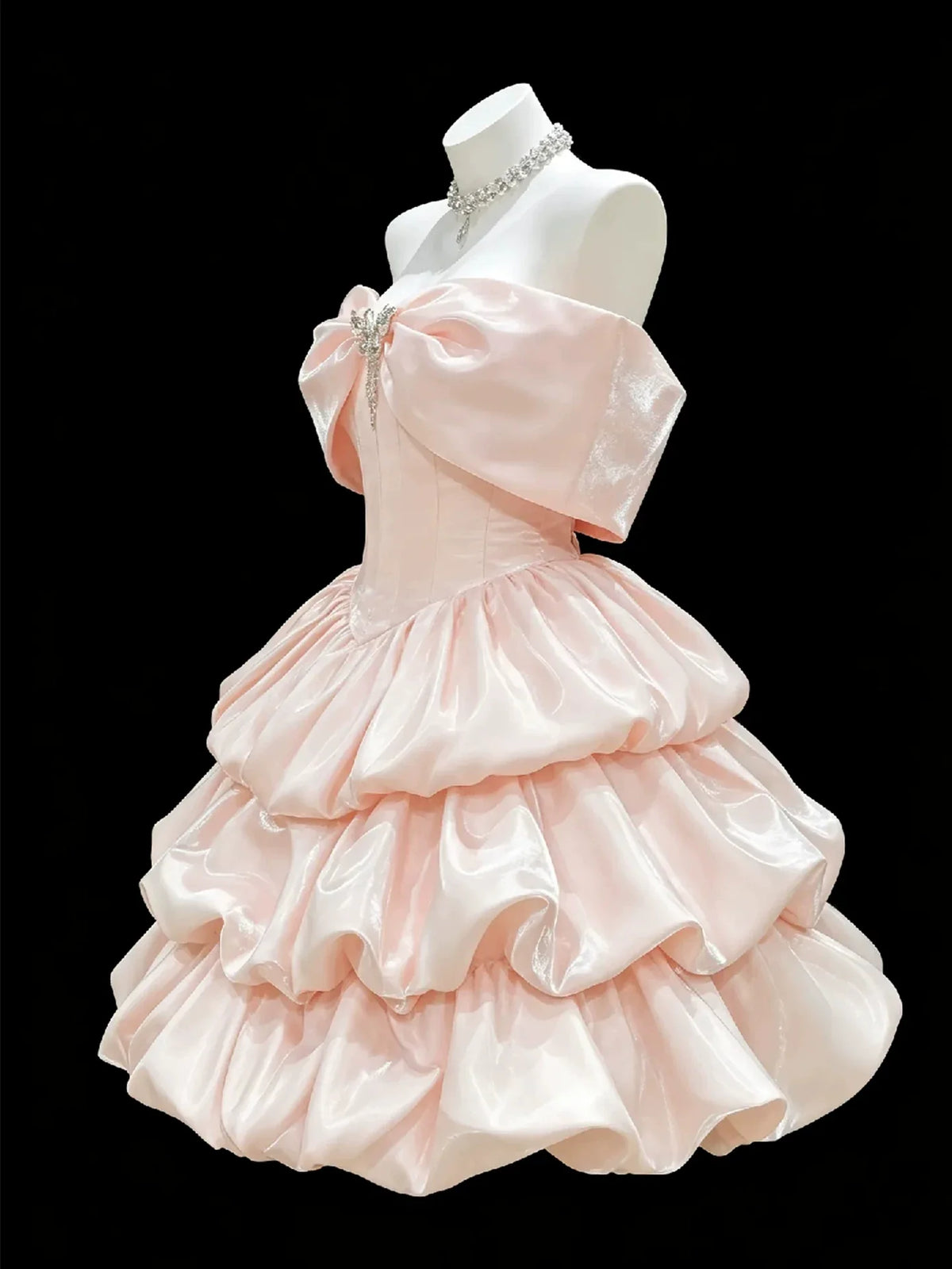 Off-the-Shoulder Pink Short Birthday Dress Ruffled A-Line Homecoming Dress